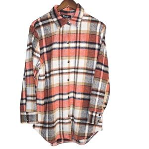 Blue B‎ Collection Plaid Flannel Shacket Women's M Button Up Shirt